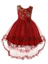 Rain Kids Girls Multi Color Gold Floral Applique Hi-Low Christmas Dress 3-12 - SophiasStyle.com